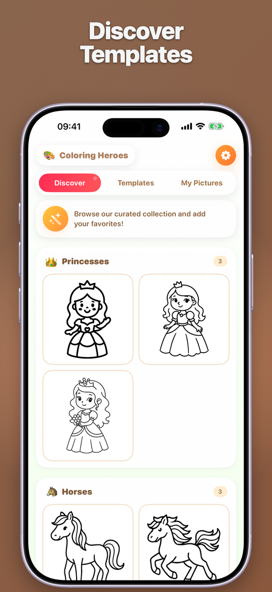 Ausmalhelden Entdecken Bereich