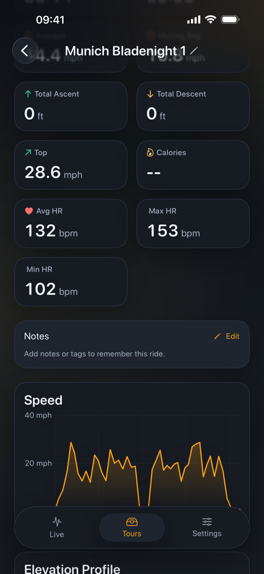 Cyclr ride detail screen
