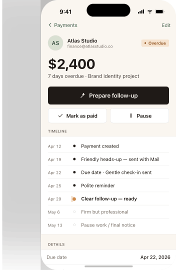 Kindly Paid Zahlungsdetail mit Follow-up-Plan