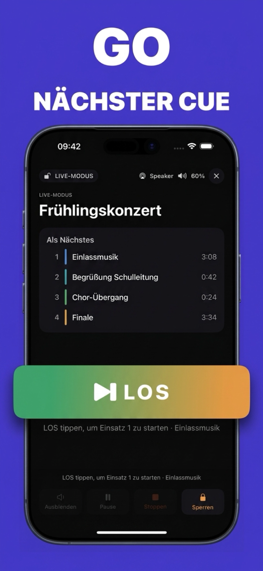 ShowCue Show Mode mit großem GO-Button