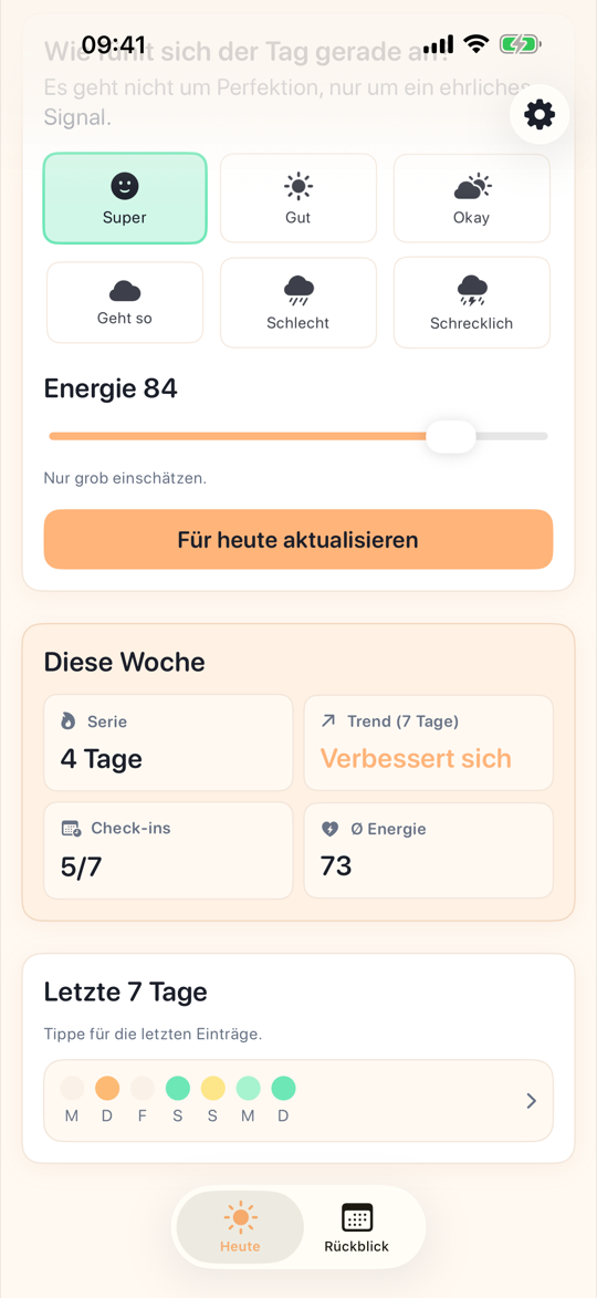 TapDiary Wochenüberblick