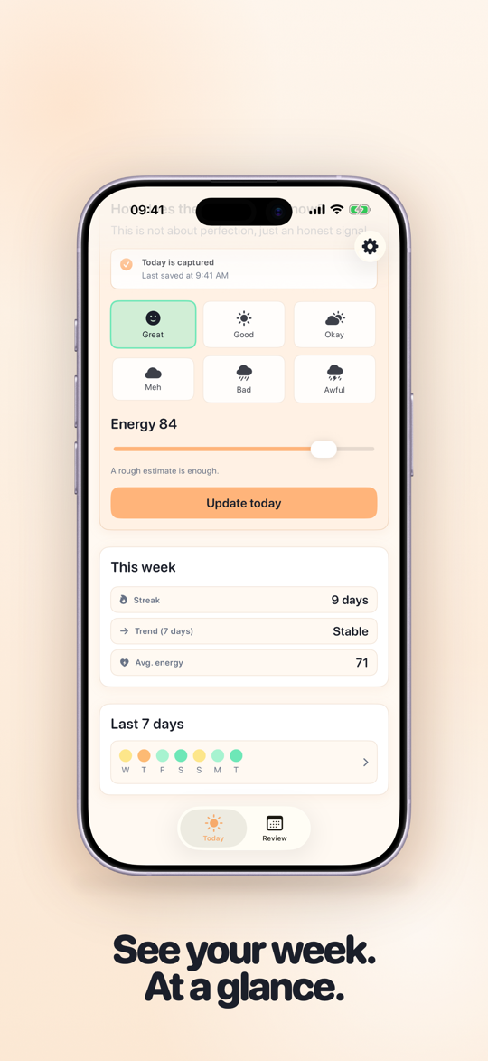 TapDiary weekly snapshot